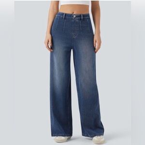 Halara Flex™ High Waisted Tummy Control Wide Leg Casual Jeans with Pockets